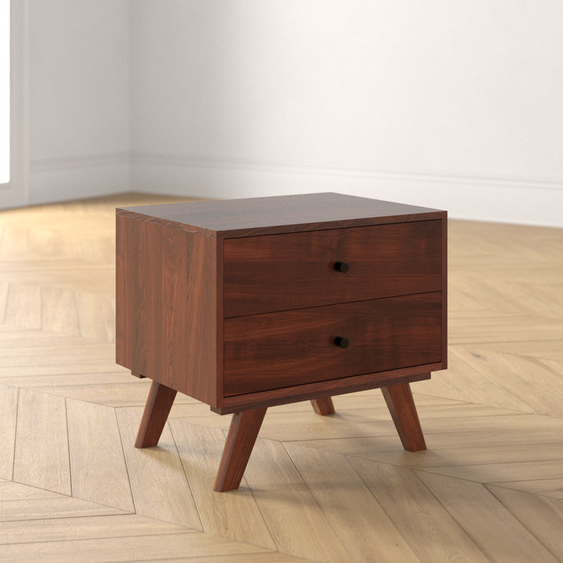 Wade Logan® Arretta 2 Drawer Walnut Nightstand & Reviews Wayfair Canada